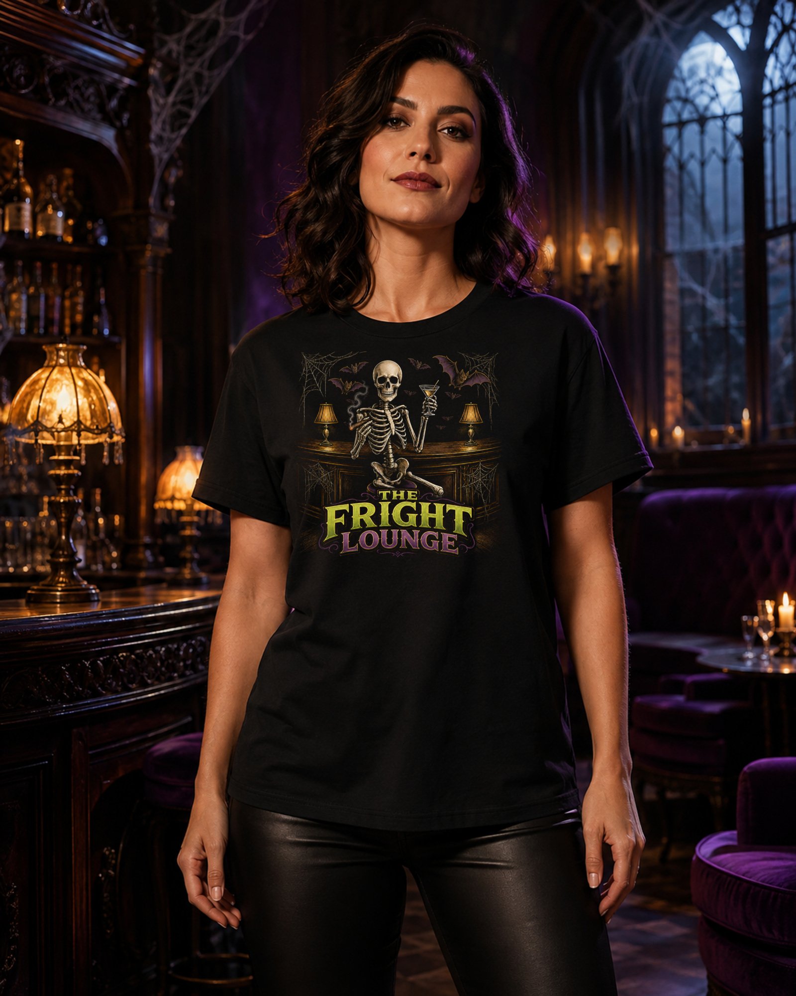 Skelly at the Bar Ladies Fitted Tee lifestyle photo