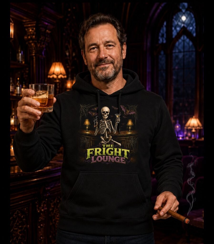 Skelly at the Bar Hoodie — lifestyle photo